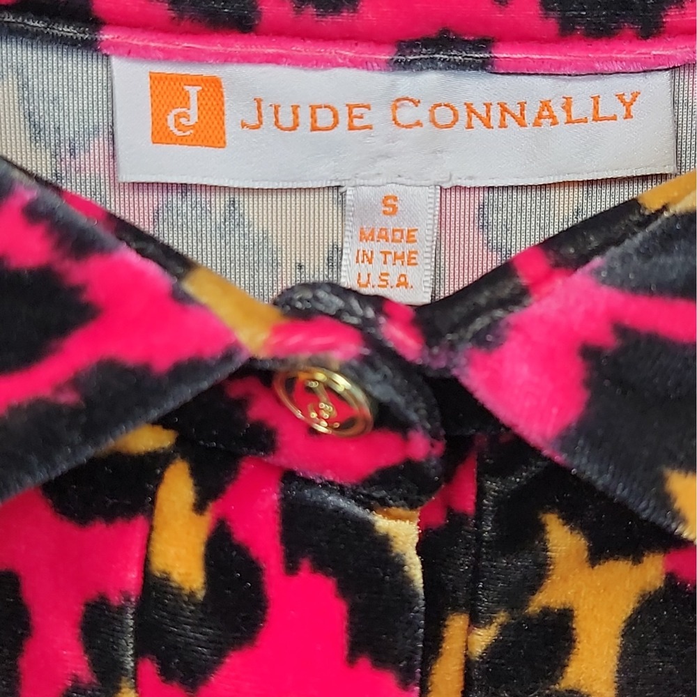 Jude Connally Pink Leopard Velour Print Long Sleeve Tiered Mini Dress Sz Small - Picture 3 of 12